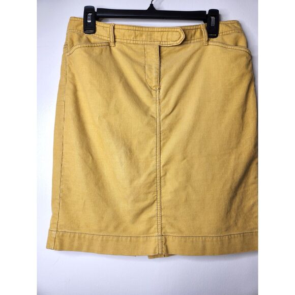 Ann Taylor LOFT Mustard Yellow Corduroy Mini Skirt Size 4 Western Details - Picture 2 of 7